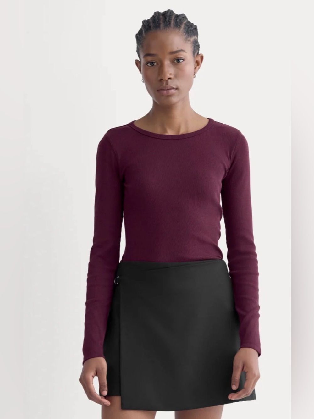 New Everlane THE LUXE RIB LONG-SLEEVE CREW in Heathered Port Royal Size XS